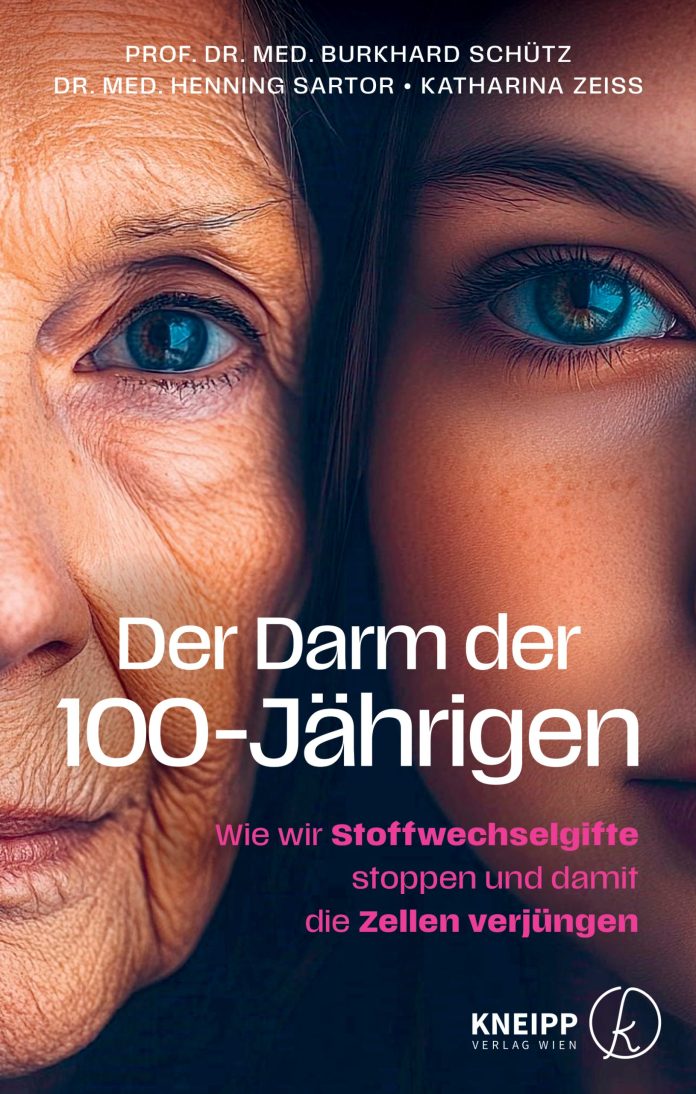 "Der Darm der 100-Jährigen. Wie wir Stoffwechselgifte stoppen und damit die Zellen verjüngen", ein Sachbuch von Henning Sartor, Burkhard Schütz und Katharina Zeiss. © Kneipp Verlag Wien